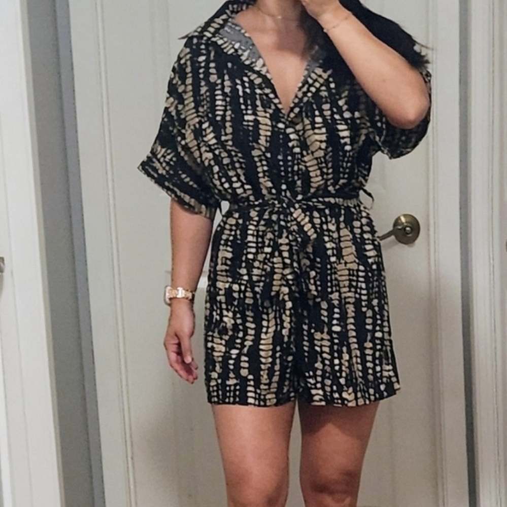 Loose-Fit Belted Romper Playsuit Size S